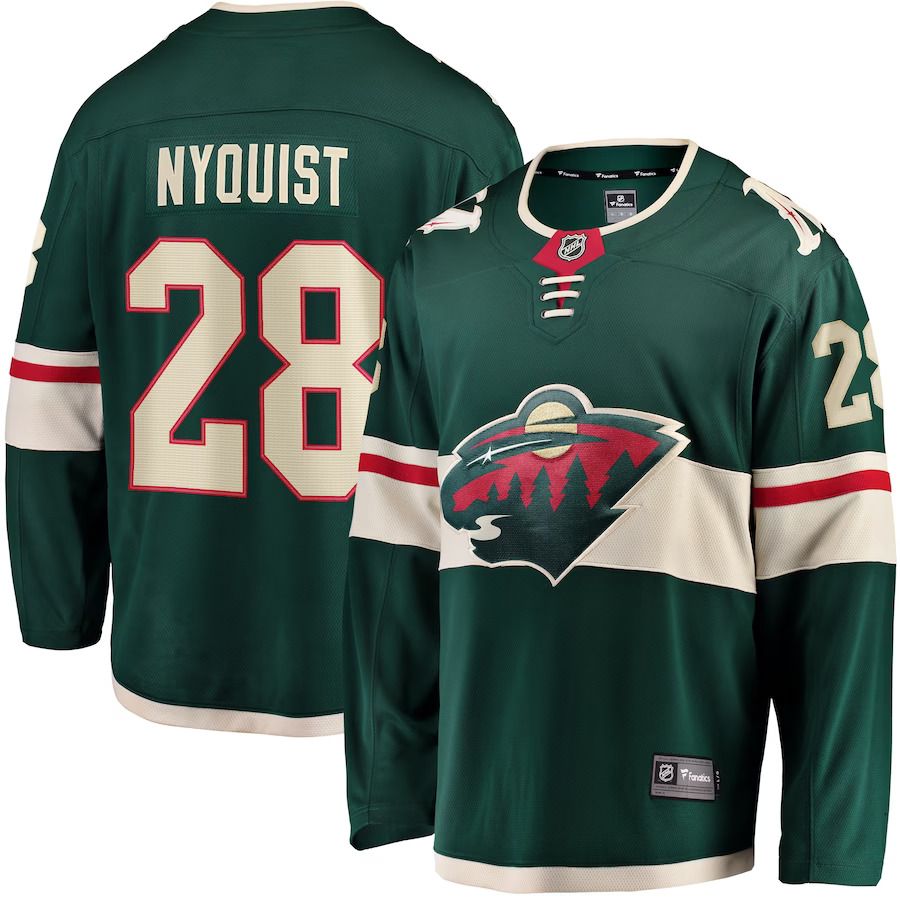 Men Minnesota Wild #28 Gustav Nyquist Fanatics Branded Green Home Breakaway NHL Jersey